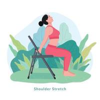 Shoulder Stretch Yoga pose. Young woman woman doing yoga for Yoga Day Celebration. vector