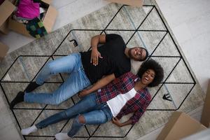 Top view of attractive young African American couple photo