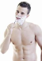 man shave view photo