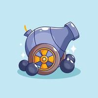 Cartoon style cannon design on blue background vector