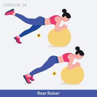 Rear Raiser exercise, Woman workout fitness, aerobic and exercises. vector