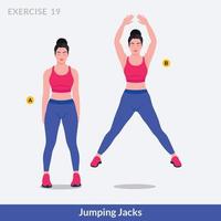 Jumping Jacks exercise, Woman workout fitness, aerobic and exercises. vector