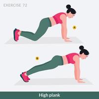 High Plank exercise, Woman workout fitness, aerobic and exercises. vector