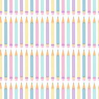 Multicolored pencils with an eraser on white background, vector seamless pattern