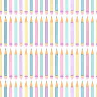 Multicolored pencils with an eraser on white background, vector seamless pattern