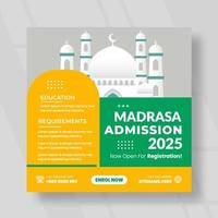 banner de redes sociales de admisión de madrasa vector