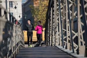 young  couple jogging photo