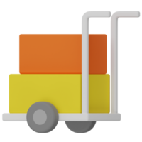 chariot de paquet illustration 3d png