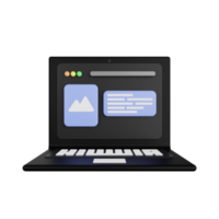 navegador de internet en la ilustración 3d de la computadora portátil png