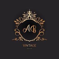 logo de boda en estilo vintage. marco de lujo con adorno dorado vector