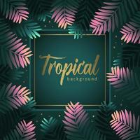 Background of pink and green tropical leaves. Unique design for greeting card or invitation vector