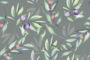 Seamless pattern of botanical,olive and tropical plant with watercolor for fabric and wallpaper. vector