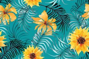 Seamless pattern of sunflower painted with watercolors.Designed for fabric luxurious and wallpaper, vintage style.Hand drawn floral pattern.Flower background. vector