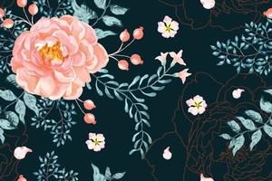 Rose seamless pattern with watercolor.Designed for fabric luxurious and wallpaper, vintage style. Hand drawn floral pattern.Peonies background.Pink flower bouquet. vector