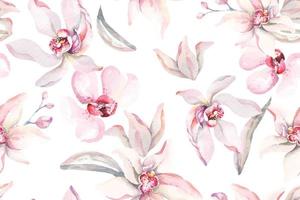 Seamless pattern of orchids drawn with watercolor.Designed with floral patterns elegant. Flower  background.Tropical vegetation for natural style wallpapers. vector