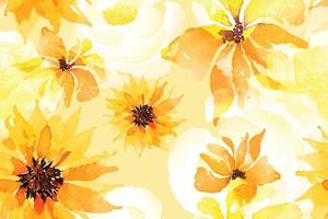 Pattern of sunflower and blooming flowers with watercolor for fabric and wallpaper. Botanical pattern background. vector