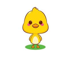 Cute little duck cartoon character isolated white background. Vector art illustration