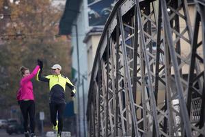 young  couple jogging photo