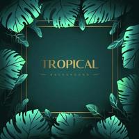 Background of green tropical leaves vector