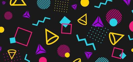 Abstract 80 style background with colorful geometric shapes vector