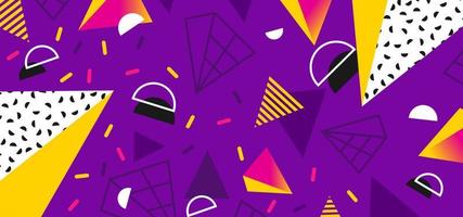 Bright background in the style of the 80s with multicolored geometric shapes vector