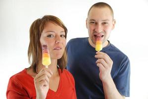 Eating popsicle sticks photo