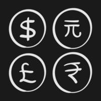 hand drawn currency symbol in doodle style vector