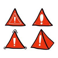 hand drawn danger sign or warning sign icon in doodle style vector