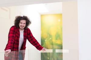 portrait of young man in bathrobe photo