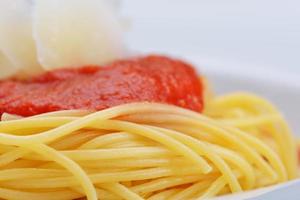 Italian spaghetti on white photo