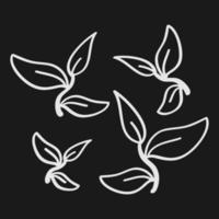 hand drawn leaf icons in doodle style vector