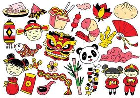 Hand drawn style China doodle objects vector illustration for banner