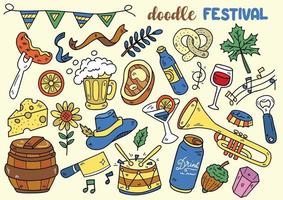 Oktoberfest doodle objects vector illustration for banner