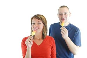 Eating popsicle sticks photo