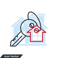 ilustración vectorial del logotipo del icono de la llave de la casa. plantilla de símbolo de llave de casa para la colección de diseño gráfico y web vector