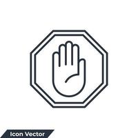 stop hand icon logo vector illustration. stop road sign with big hand symbol template for graphic and web design collection