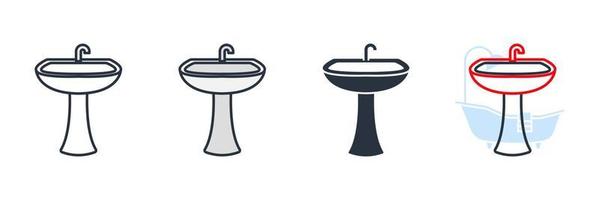 fregaderos icono logo vector ilustración. plantilla de símbolo de lavabo de baño para colección de diseño gráfico y web