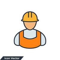 Ilustración de vector de logotipo de icono de constructor. plantilla de símbolo de trabajador de la construcción para la colección de diseño gráfico y web