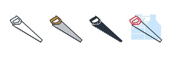 Ilustración de vector de logotipo de icono de sierra manual. plantilla de símbolo de herramienta de carpintería de sierra de mano para la colección de diseño gráfico y web