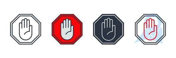 stop hand icon logo vector illustration. stop road sign with big hand symbol template for graphic and web design collection