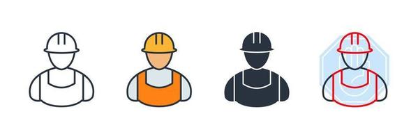 Ilustración de vector de logotipo de icono de constructor. plantilla de símbolo de trabajador de la construcción para la colección de diseño gráfico y web
