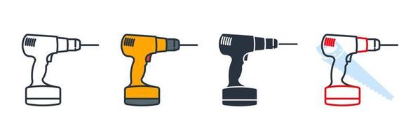 drill icon logo vector illustration. Screwdriver, power drill symbol template for graphic and web design collection