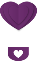 balão de ar quente em forma de coração roxo, corte de papel de balão de ar quente de coração png