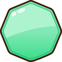 Green Cartoon Octagon Button png