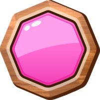 Pink Cartoon Octagon Wooden Button png