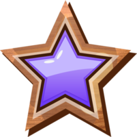 botón de madera estrella púrpura de dibujos animados png