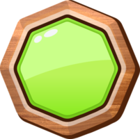 bouton en bois octogone dessin animé vert png