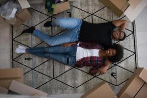 Top view of attractive young African American couple photo