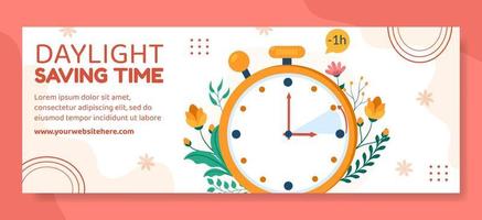 Daylight Savings Time Cover Template Hand Drawn Cartoon Flat Illustration vector