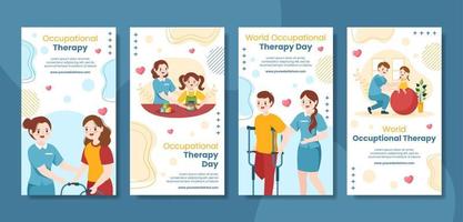 World Occupational Therapy Day Social Media Stories Template Hand Drawn Cartoon Flat Illustration vector